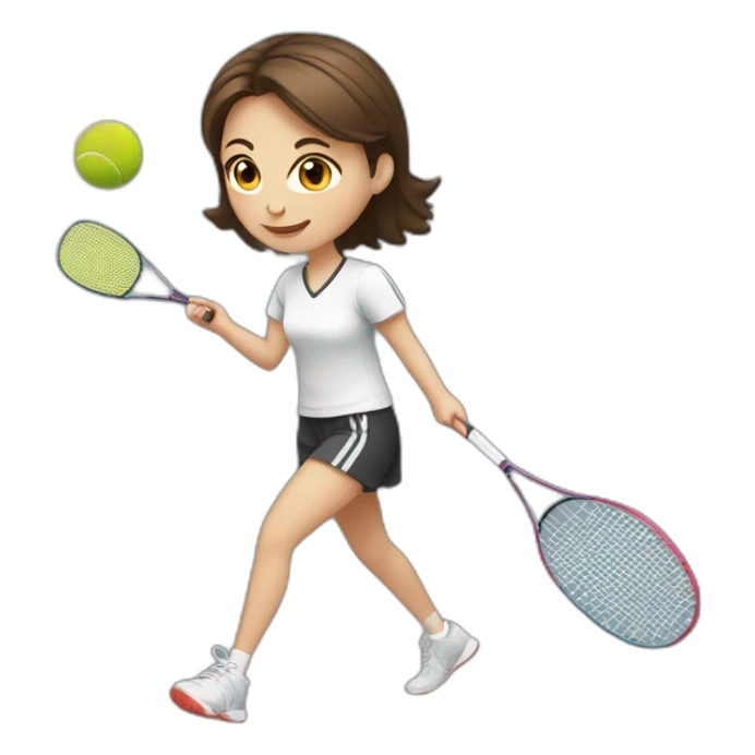 European girl with brown hair playing badminton sticker
