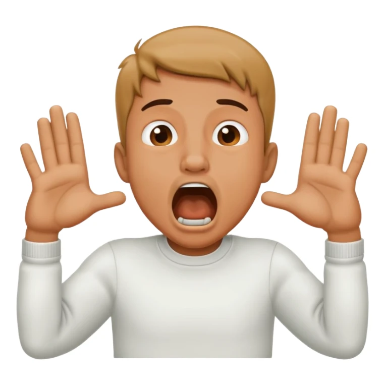 A guy choking himself with his hands with his mouth open sticker