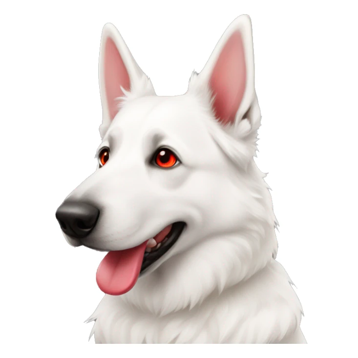 white swiss shepherd with red heart eyes sticker