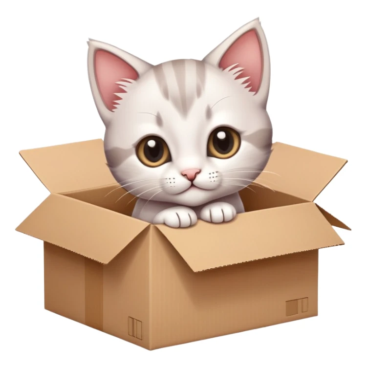  A very cute young kitten cat with one's head tilted to one side poked its paws out of the cardboard box and placed them on top of it sticker