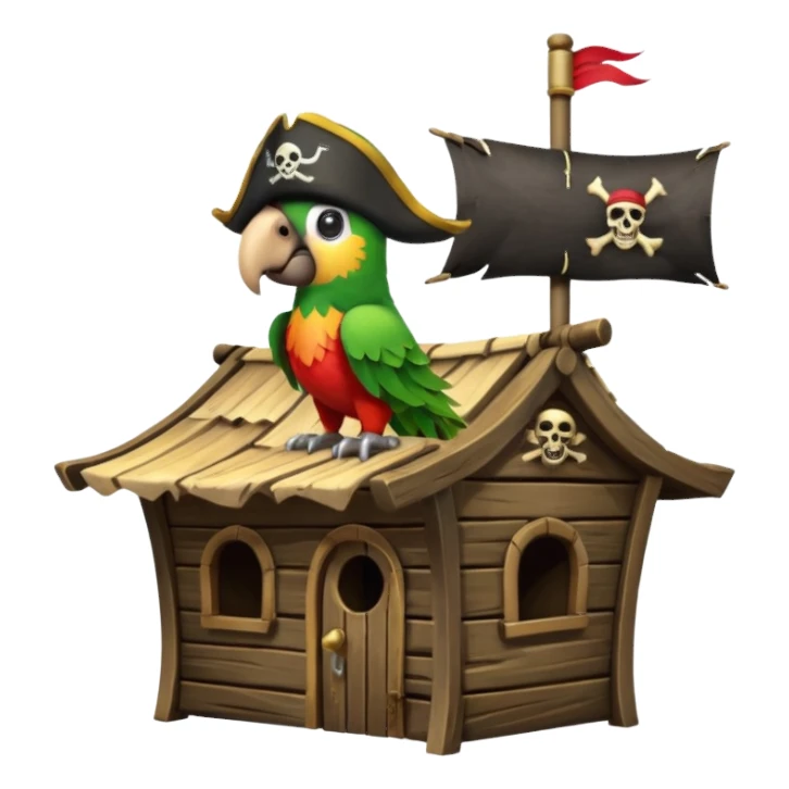 frontal view of an only Flying pirat parrot with a pirat hut sticker