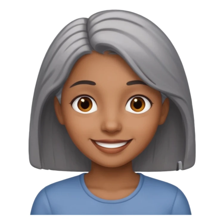 smiling brown girl with grey hair sticker