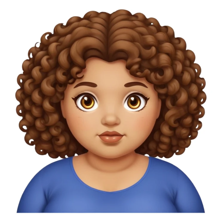 Girl fat beautiful, brown eyes, large hair curly brown sticker