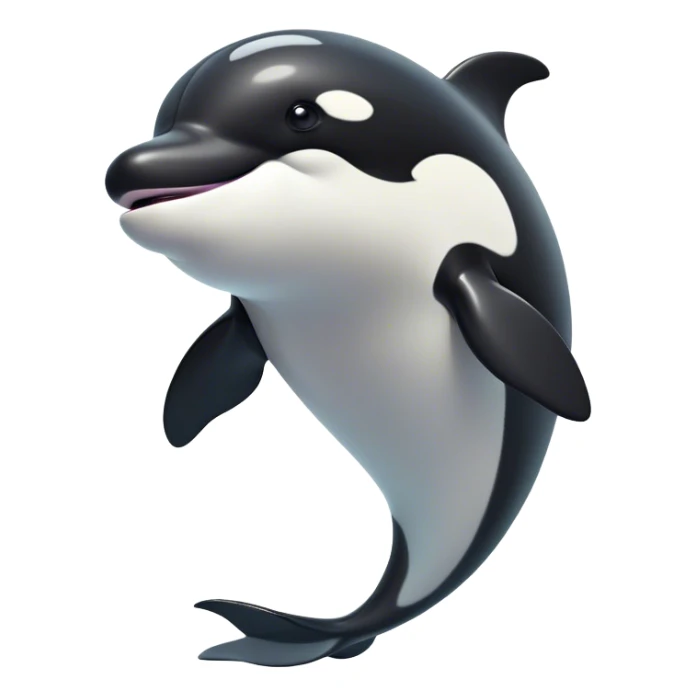 Cinematic Comical orca Portrait Emoji, Head tilted dramatically with an exaggeratedly shocked expression, featuring a sleek black-and-white body with wide, comically expressive eyes full of playful disbelief and animated flippers, Simplified yet hilariously expressive features, highly detailed, glowing with a slightly sassy oceanic glow, high shine, dramatic yet playful, stylized with an air of cheeky marine mischief, soft glowing outline, capturing the essence of a meme-worthy orca that looks ready to make waves with its hilariously dramatic antics! sticker