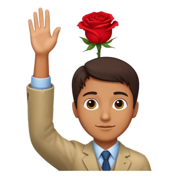Hombre alzando la mano con una rosa sticker