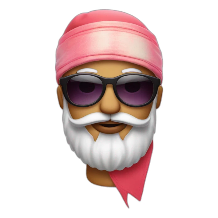 emoji sticking out tongue and closed right eye with gradient glasses, beard and bandana on head sticker