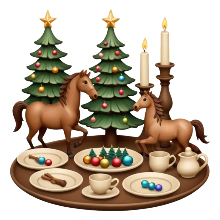  plates, cups, candlesticks, pendants, birds, horses, Christmas tree toys with potter  sticker