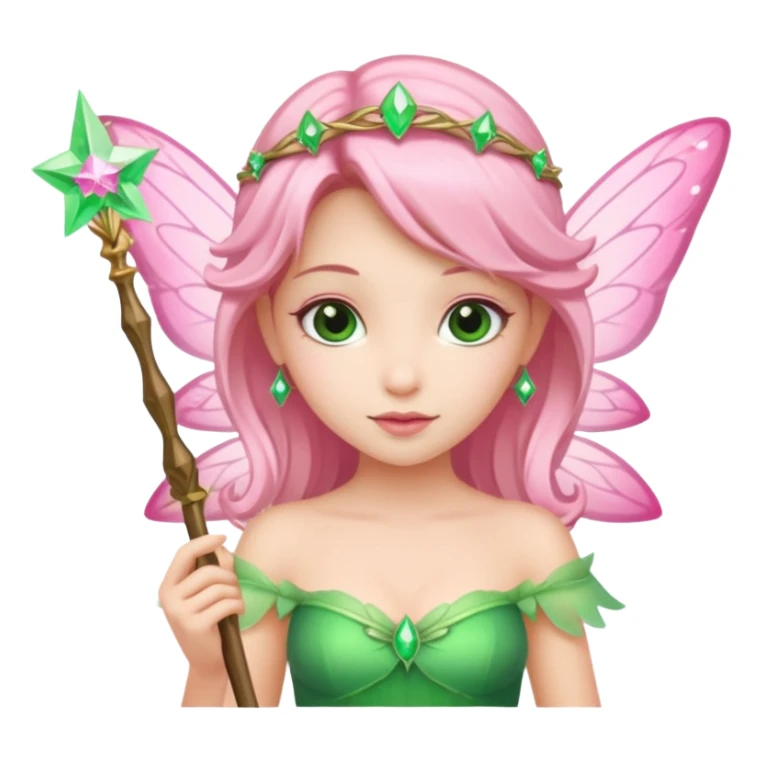 Pink and green fairy with wand white skin tone  sticker