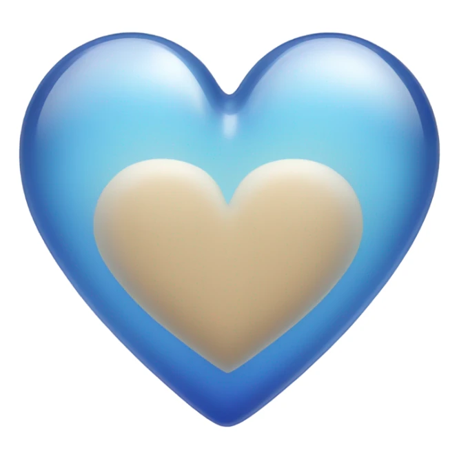 Blue light beige glass heart sticker