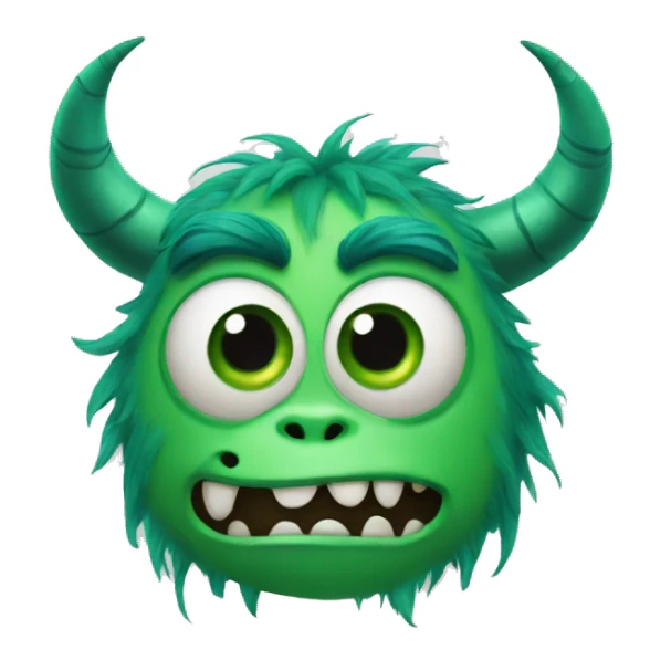 Monster Inc green monster emoji with human face with horns  sticker