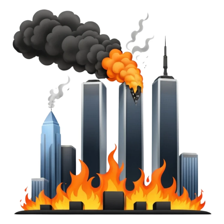 Plane flying into twin towers sticker