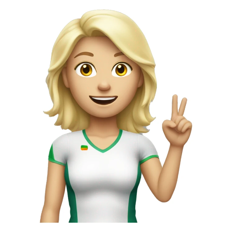 blonde woman in sport top raising her hand hello sticker