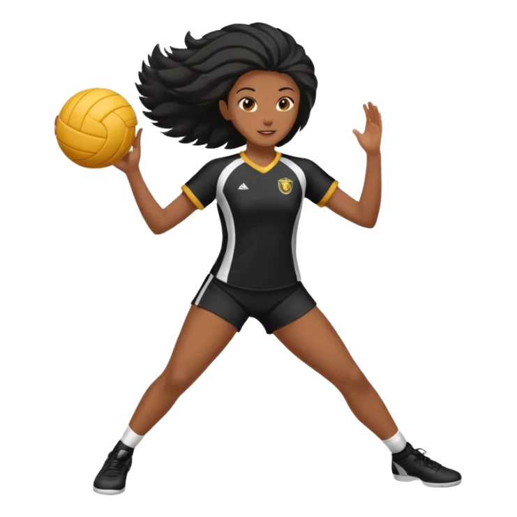 Uma atleta de voleibol de cabelo preto, esperando a bola na base sticker