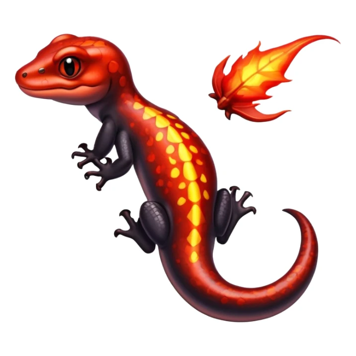 salamander black with fiery red flashes on the scales sticker