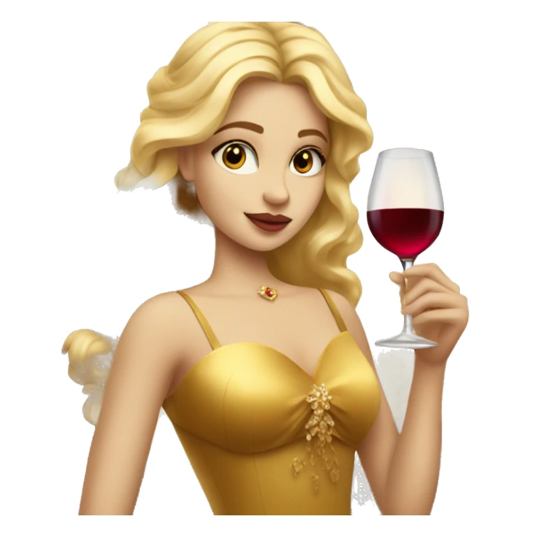 beautiful blond princess in a golden dress drinking wine sticker