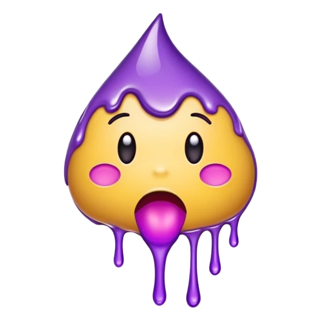 Make an Emoji with purple drool dripping down it sticker