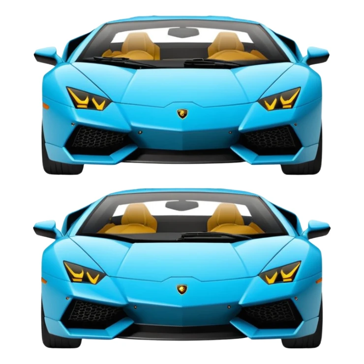 "Create a simple, flat 2D vector emoji of a Lamborghini car in Apple's iOS emoji style. The car should have solid colors, clean lines, no gradients or 3D effects. Use basic shapes with smooth curves, a white background, and position the car side-on, similar to Apple's car emoji design."
 sticker