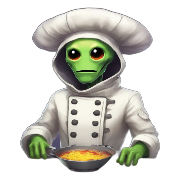 alien chef scifi roguelike rpg style inspired by slay the spire digital art sticker