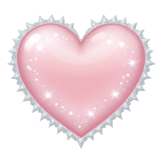 light pink heart with big white sparkles sticker