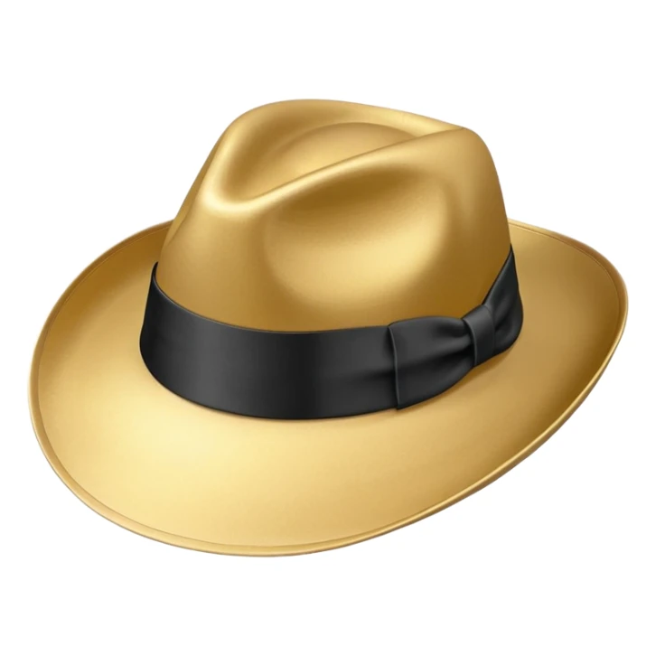 A gold fedora emoji with a black band sticker