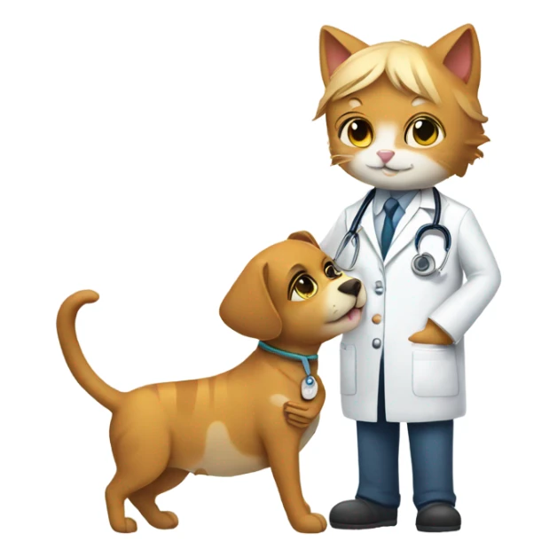 doctor cat treating a dog patient sticker