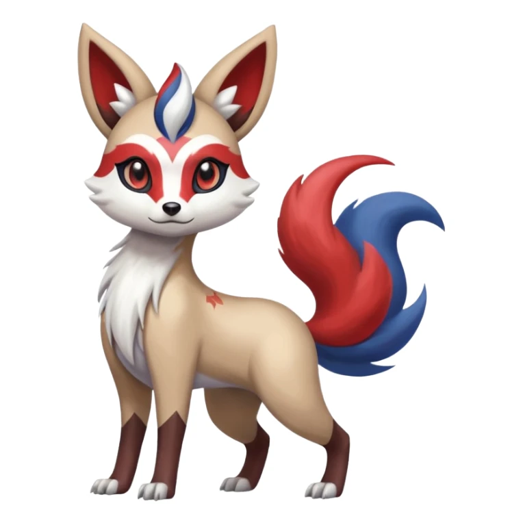 Colorful Skilled Adept Graceful Asian Painted Meloetta-Furret-Lycanroc-Absol-Zangoose-fusion-hybrid-creature (full body) sticker