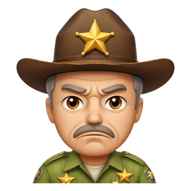 angry sheriff, one star sticker