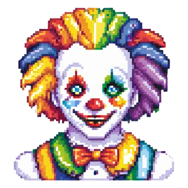 bright clown with rainbow hair sticker