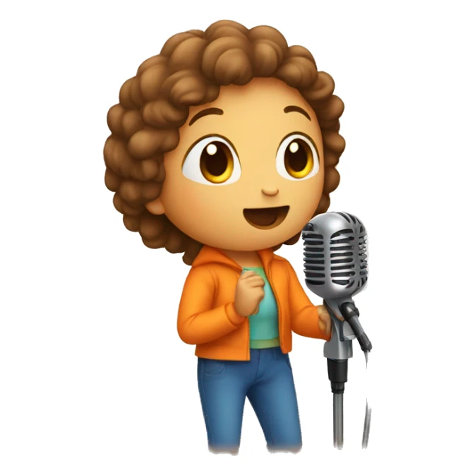 child in orange clothes singing in mocrophone sticker