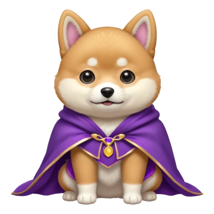 baby shiba dog, in magic purple cloak sticker
