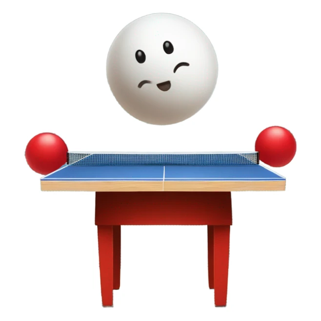 Ping pong ball in the air on way into red solo cup which is on a table sticker