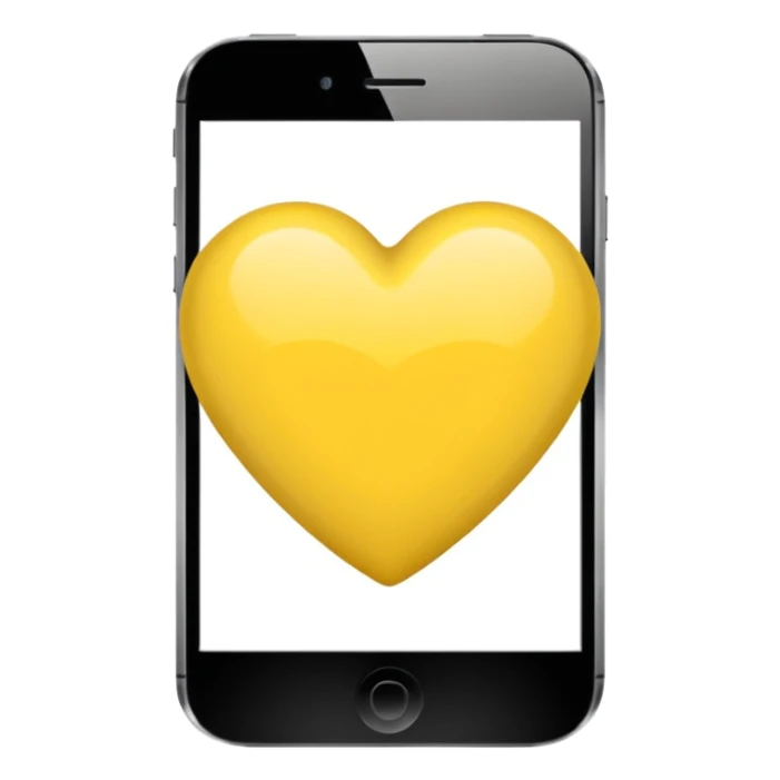 Fusiona un corazón de iPhone de color amarilla con color negro otro como el tercero pero sin el rabo de arriba sticker