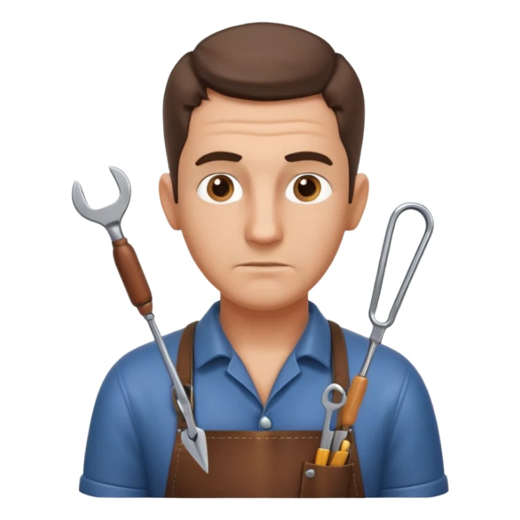 professional locksmith portrait, head and shoulders only, serious focused expression, leather apron collar, small lockpick tools visible, 3D cartoon, mobile game icon style, clean background, no text, no watermark
 sticker