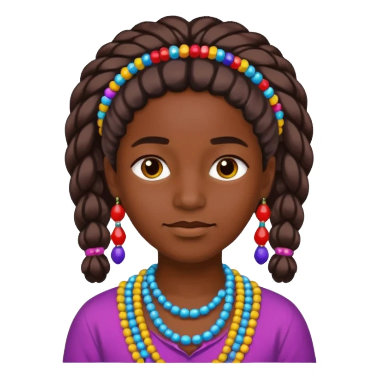 person with beads in hair and colorful style sticker