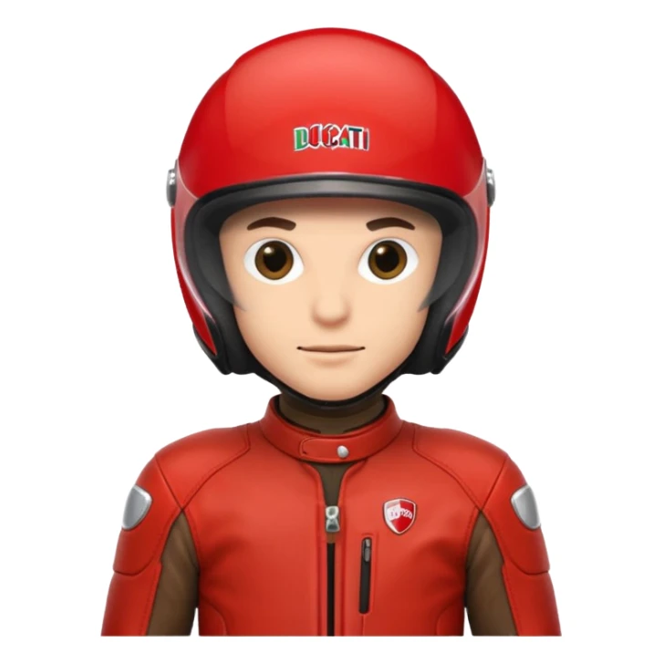 biker with red ducati helmet and red ducati suit sticker