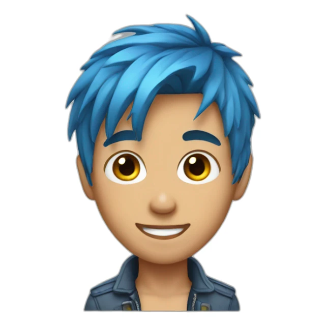 Boy,Side Cut Hair, Blue Hair sticker