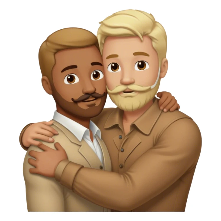 man with a blond beard hugging a man with a brown moustach sticker
