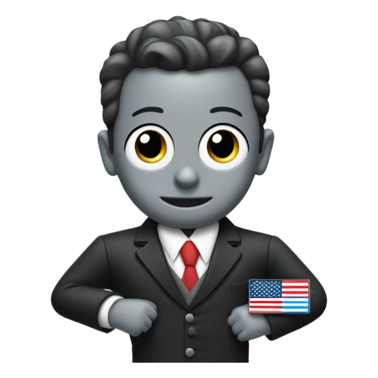 Thomas in a train body wearing a suit with an American flag pin on it sticker