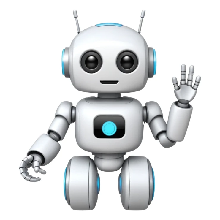 robot cartoon simple kid toy white innocent funny gudget chatGPT friendly round adorable musical sticker