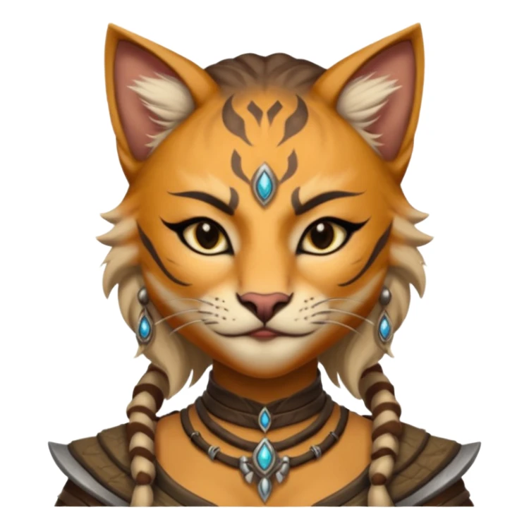 ESO female khajiit warrior with lashes and earrings sticker