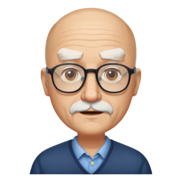 old bald man with short beard and glasses sticker