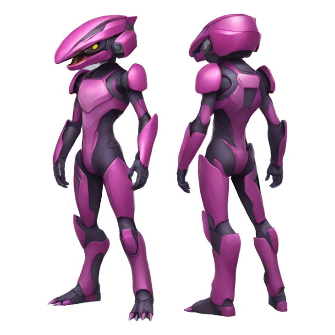 a Genesect-Raptor-Fakémon—hybrid with a futuristic visor-helmet full body sticker