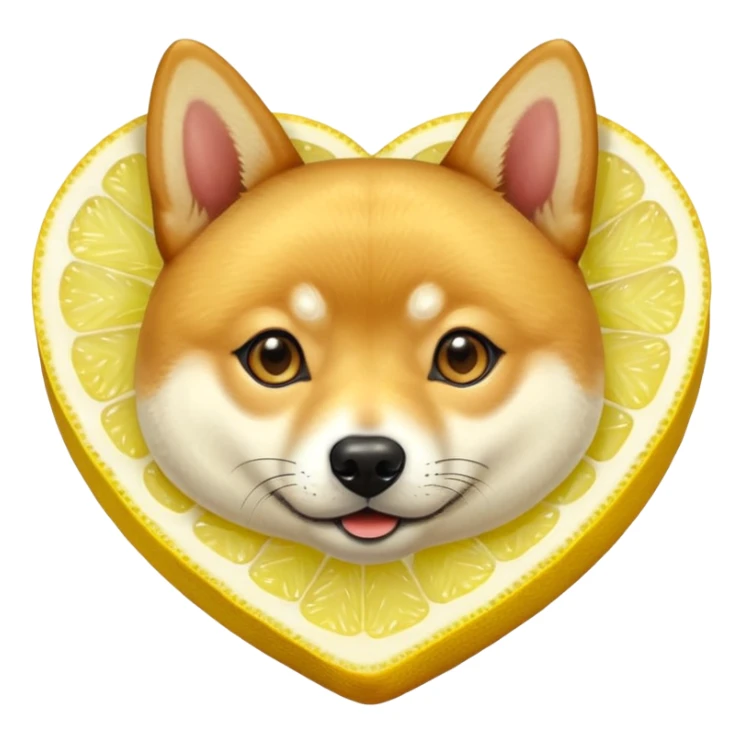 Shiba Jasper realistic heart shaped lemon slice sticker