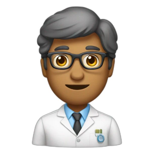 Un señor con lentes negros y bata de laboratorio sticker