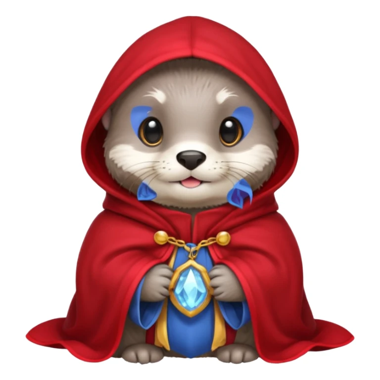 baby grey otter, in magic red cloak sticker