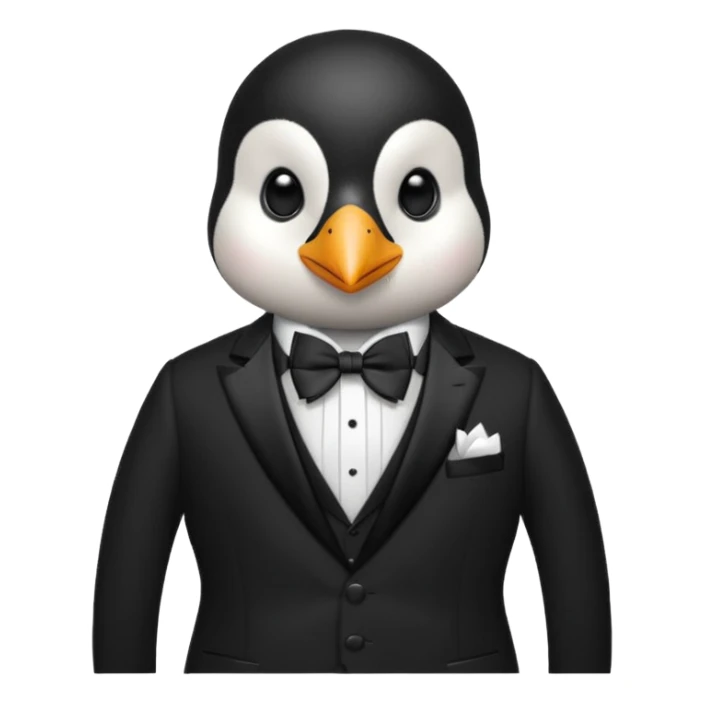 create a genius penguin wearing a classic Dior smoking sticker