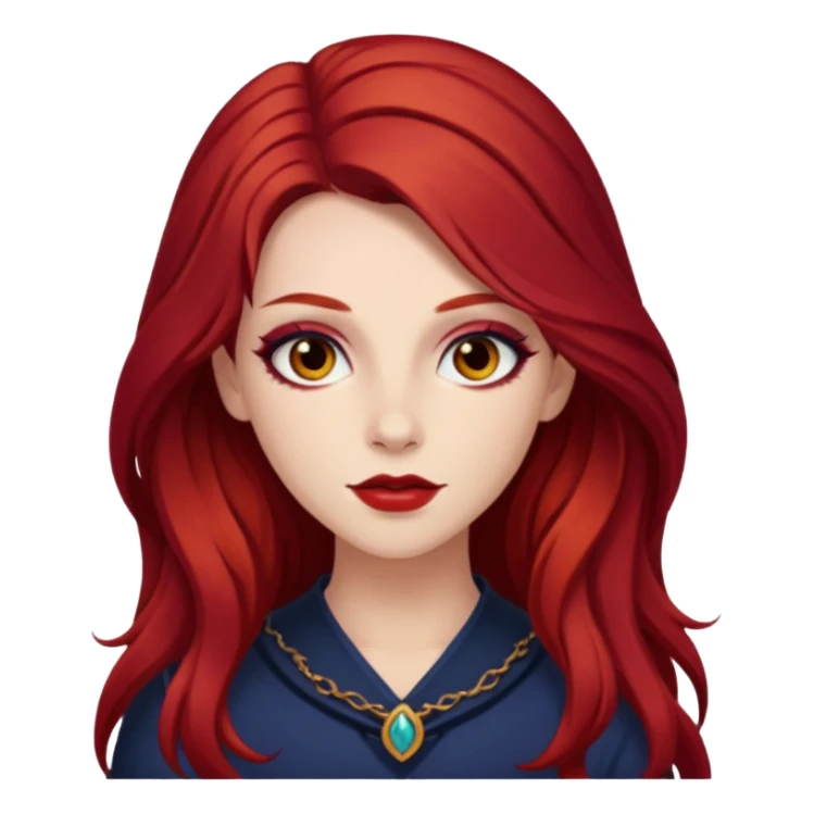 Chappell Roan (b.1998) with long dark red hair, makeup sticker