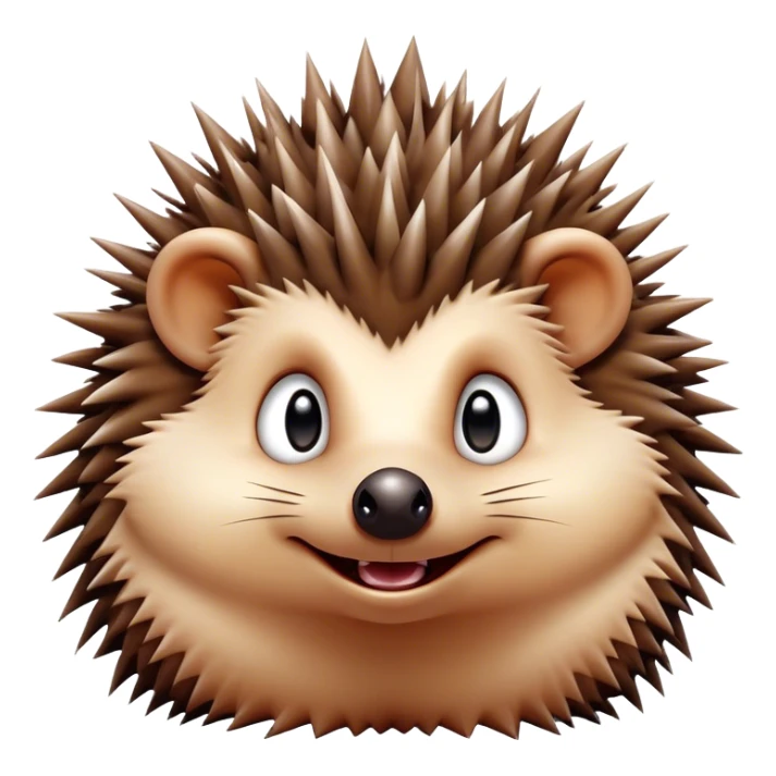 Cinematic Comical Hedgehog Portrait Emoji, Head tilted dramatically with an exaggeratedly amused expression, featuring a striking spiky brown Fur with a quirky, scrunched-up face and wide, expressive eyes filled with playful disbelief, Simplified yet hilariously expressive features, highly detailed, glowing with a slightly sassy glow, high shine, dramatic yet playful, stylized with an air of cheeky mischief, bright and endearing, soft glowing outline, capturing the essence of a spirited and over-the-top hedgehog, so meme-worthy it feels like it could roll its spines into internet fame instantly! sticker