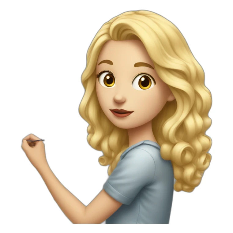 blonde girl painting in front of drawing board sticker