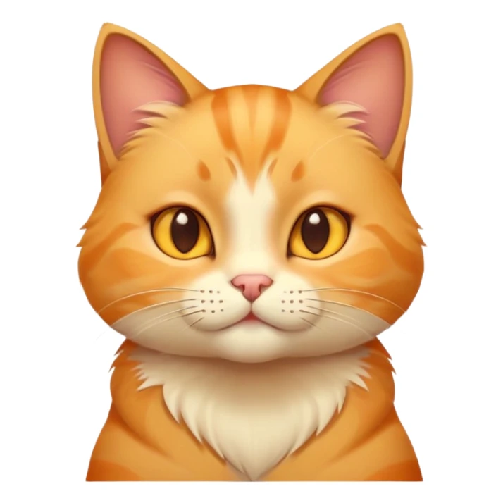 cat with a thinking face, paw on chin, expressive eyes, soft yellow and orange tones, clean style sticker